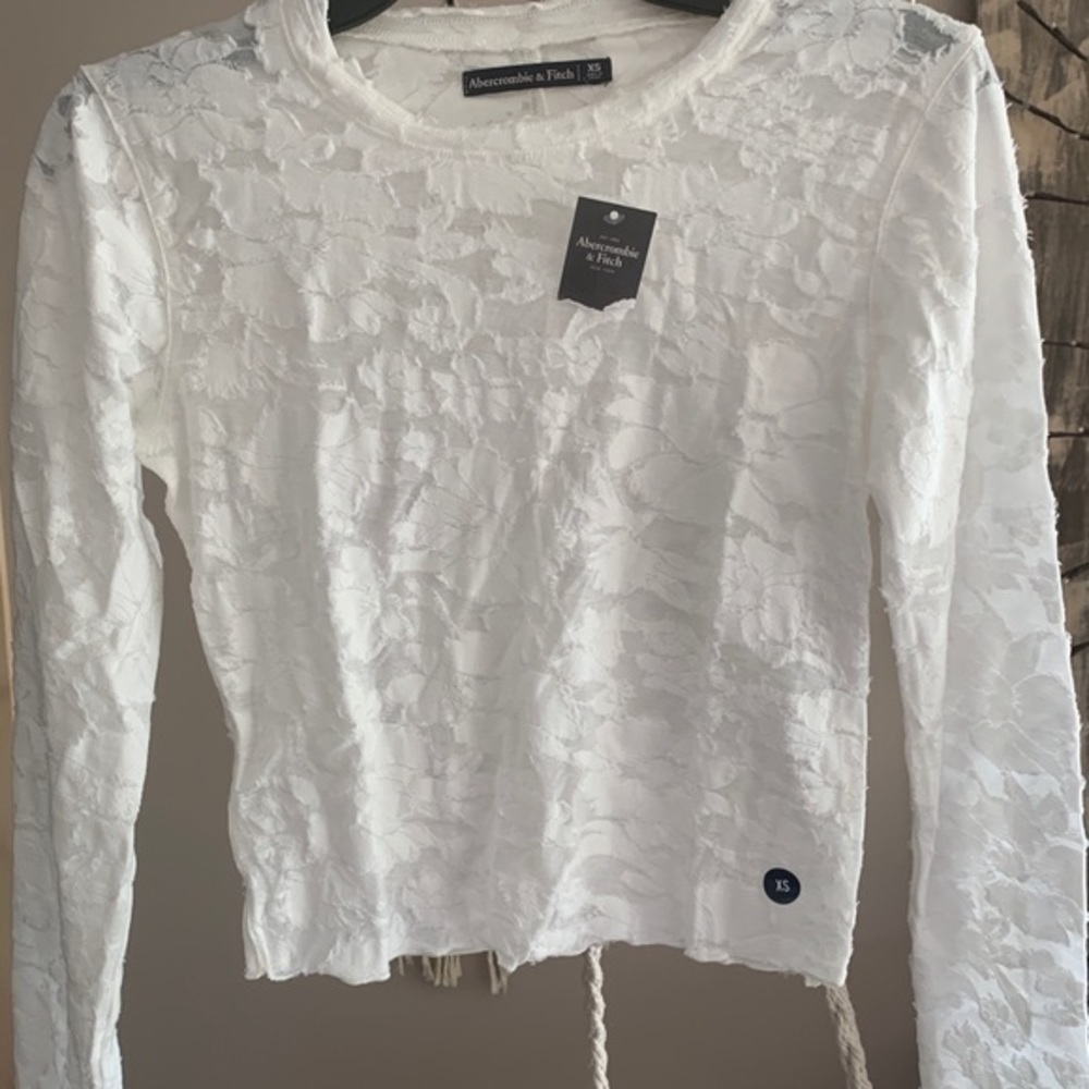 NWT Abercrombie & Fitch White Crop Burnout Top XS